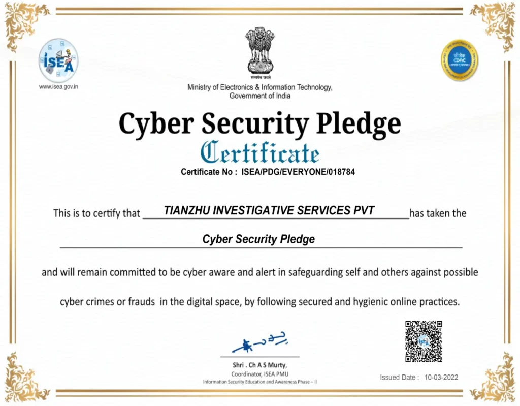 Cyber Security Pledge Certificate 2022